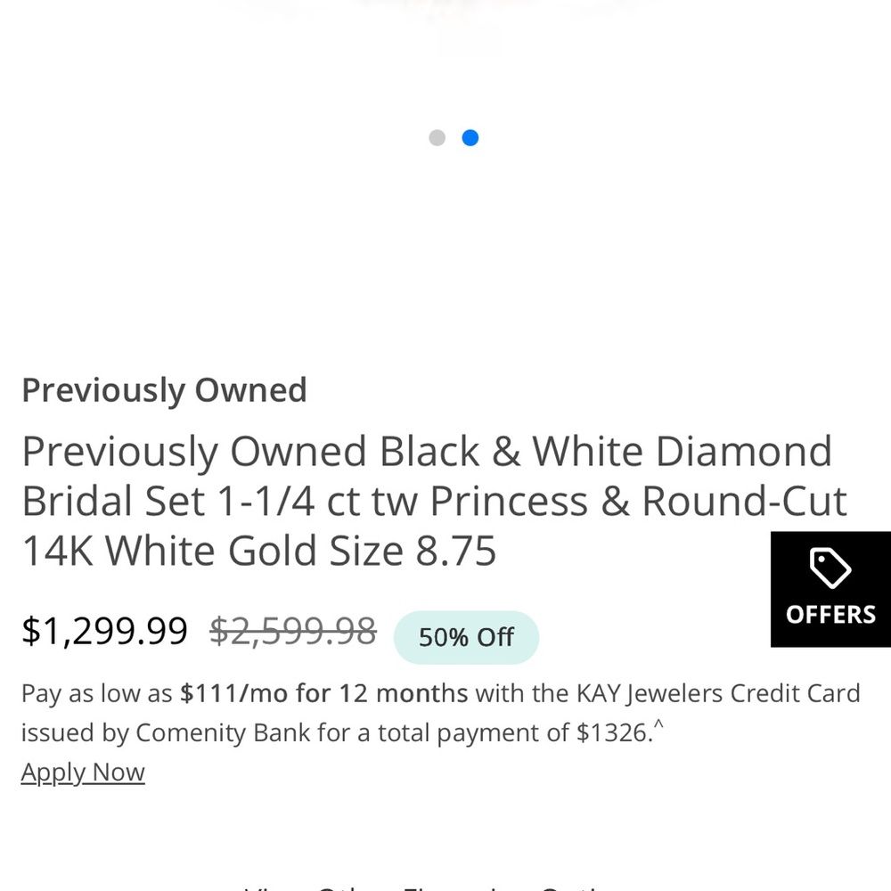 Elegant Black and White Diamond Ring 14K White Gold